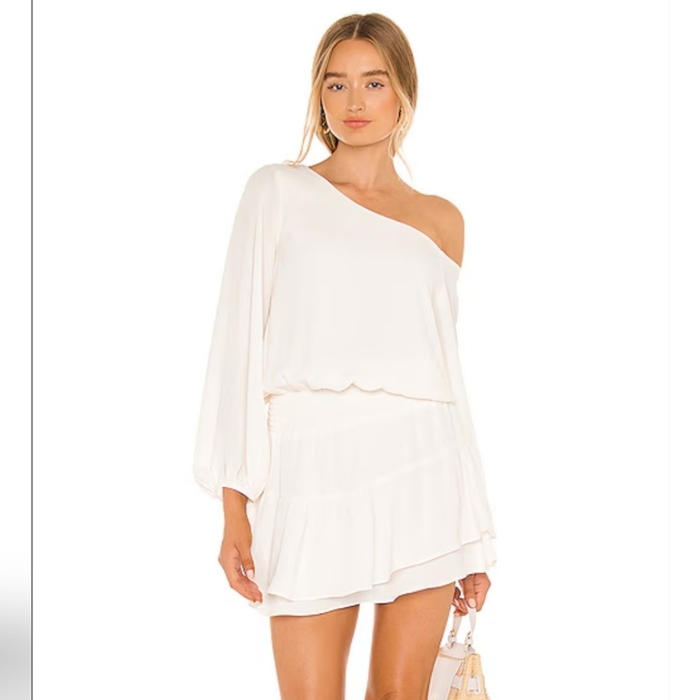 KRISA One Shoulder Tiered Skirt Mini Dress